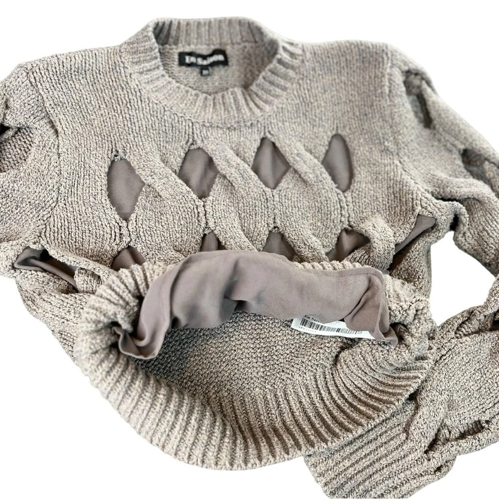 En Saison Women's Calla Knit Cut-Out Sweater In Color Stone Size XS